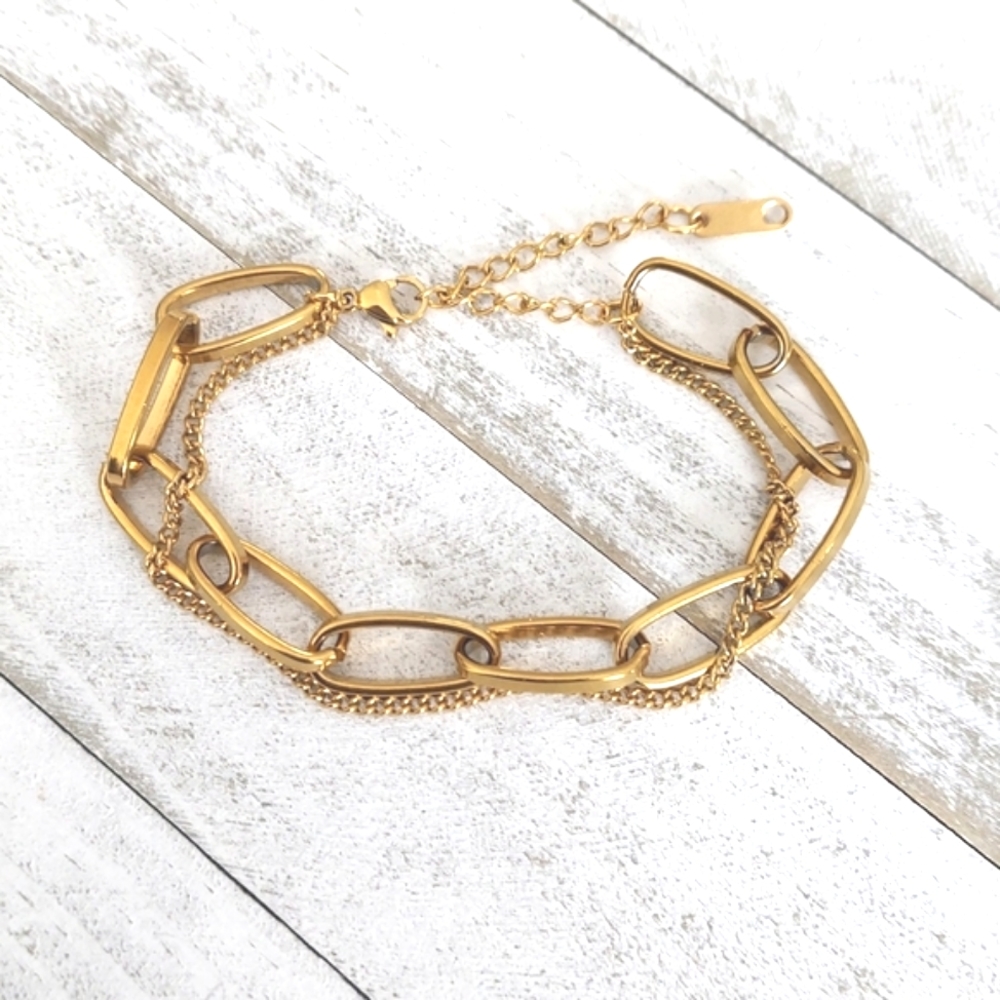 Lindsey Double Stainless Steel Bracelet - Gold